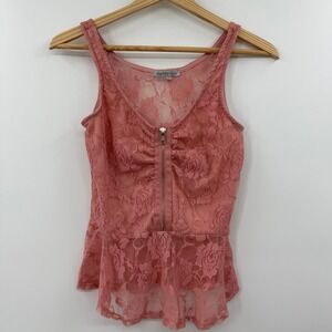 Vintage y2k 90s‎ zipper tank Lace Fairy Feminine Coquette medium